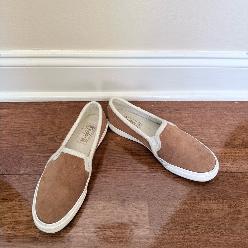 Keds Tan Sherpa Suede Slip-On Sneakers - Picture 11 of 12